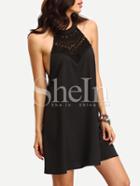 Shein Black Cutaway Race-like Back Shift Dress