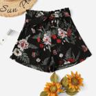 Shein Self Tie Waist Floral Skirt