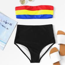 Shein Cut And Sew Bandeau Bikini Set