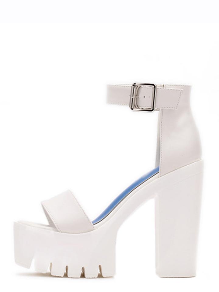 Shein White Lug Sole Open Toe Platform Chunky Sandals