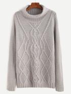 Shein Grey Turtleneck Hollow Sweater