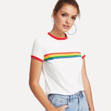 Shein Stripe Print Ringer Tee