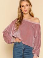 Shein Asymmetric Shoulder Velvet Top