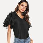 Shein Exaggerated Tiered Ruffle Sleeve Blouse