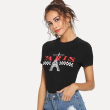 Shein Mixed Print Form Fitting Tee