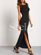 Shein Black Sleeveless Split Side Maxi Dress