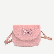 Shein Kids Bow Decor Fluffy Bag