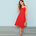 Shein Lace Up Front Floral Slip Dress
