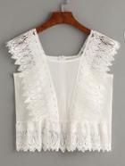 Shein White Lace Trimmed Crepe Top