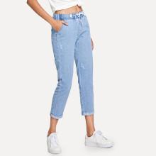 Shein Roll-up Drawstring Waist Jeans