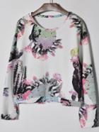 Shein Long Sleeve Pullover Sactus Sweatshirt