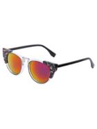 Shein Contrast Geo Print Mirrored Cat-eye Sunglasses