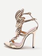 Shein Metallic Leather Wings Heeled Sandals