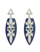 Shein Flower Water Drop Crystal Blue Earrings