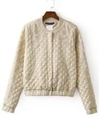 Shein Beige Embroidered Quilted Jacket
