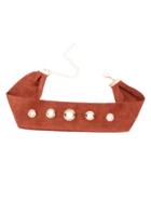 Shein Brown Suede Leather Eyelet Wide Choker
