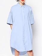 Shein Blue Short Sleeve High Low Shirt Dress