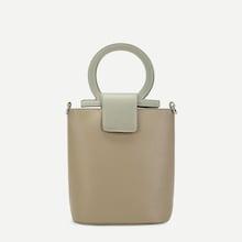 Shein Two Tone Pu Ring Handle Satchel Bag