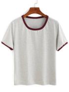 Shein Contrast Trim Plain T-shirt