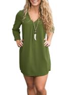 Shein Green Three Quarter Length Sleeve Chiffon Dress