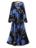 Shein Multicolor Printed Key Hole Maxi Dress