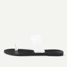 Shein Toe Ring Pu Slippers