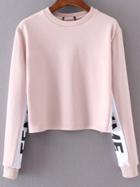 Shein Pink Color Block Crew Neck Sweatshirt