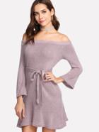 Shein Bardot Pep Hem Knit Dress