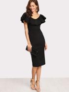 Shein Flounce Neck Two Way Form Fitting Dress