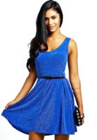 Shein Blue Sleeveless Bluish Brilliant Belt Dress