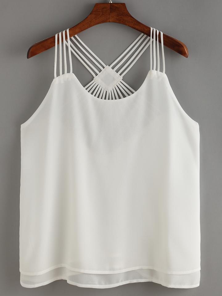 Shein Hollow Out Layers Chiffon Cami Top