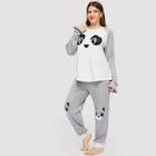 Shein Plus Raglan Sleeve Panda Print Top And Pants Set
