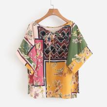 Shein Florals Slit Side High Low Blouse
