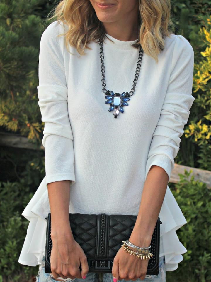 Shein Contrast Chiffon Ruffles T-shirt