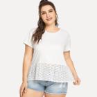 Shein Plus Eyelet Embroidery Hem Solid Top