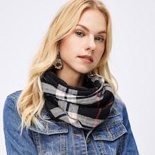 Shein Faux Fur Plaid Infinity Scarf
