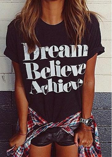 Rosewe Short Sleeve Letter Print T Shirt