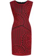Shein Red Crew Neck Embroidered Sheath Dress