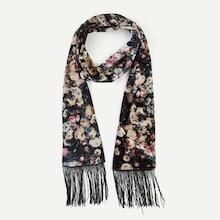 Shein Calico Print Long Fringe Scarf