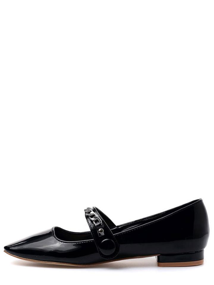 Shein Black Square Toe Mary Jane Flats