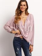 Shein Pink Wrap Front T-shirt