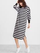 Shein Contrast Striped Drop Shoulder Slit Side Sweatshirt Dress