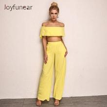 Shein Solid Crop Cape Top And Wide Leg Pants Set