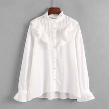 Shein Ruffle Trim Dip Hem Shirt