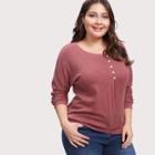 Shein Plus Button Front Marled Knit Tee