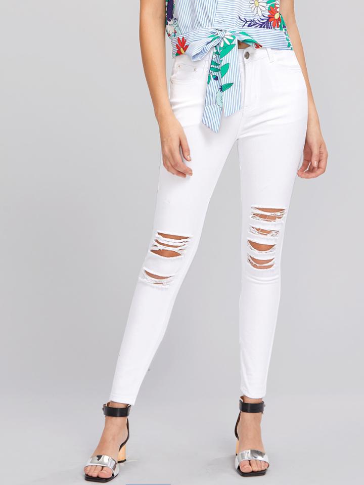 Shein Knee Shredded Jeans