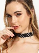 Shein Black And White Polka Dot Choker Necklace