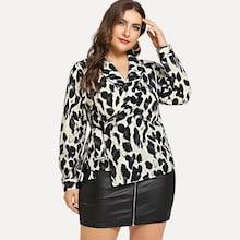 Shein Plus Leopard Print Surplice Top