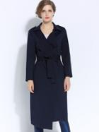 Shein Navy V Neck Long Sleeve Tie-waist Coat
