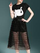 Shein Swan Top With Layered Sheer Skirt